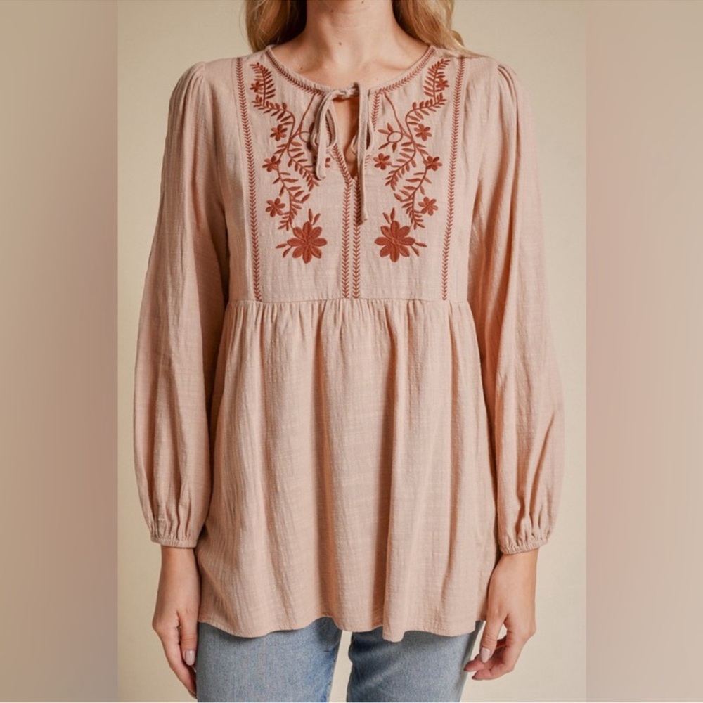 Hem & Thread Embroidered Floral Blouse